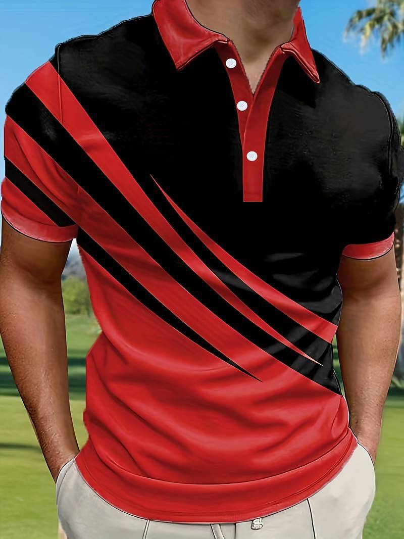【S-6XL】Nueva camisa POLO de verano a rayas con estampado 3D para hombre